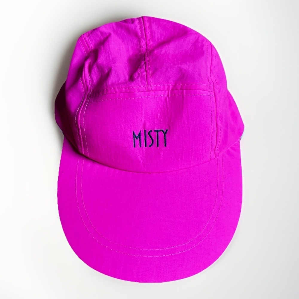 Vintage 90s Misty Cigarettes Hat Cap 5-Panel Long Bill Neon Pink 100% Nylon